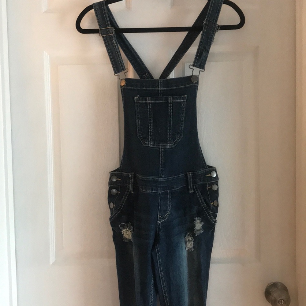 Dark wash Overalls